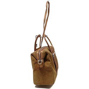 Salvatore Ferragamo Suede Gancini Python Brown Handbag